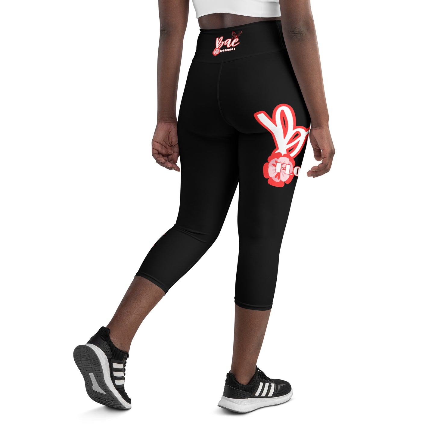 Bae Flourish (Red) Yoga Capri Leggings