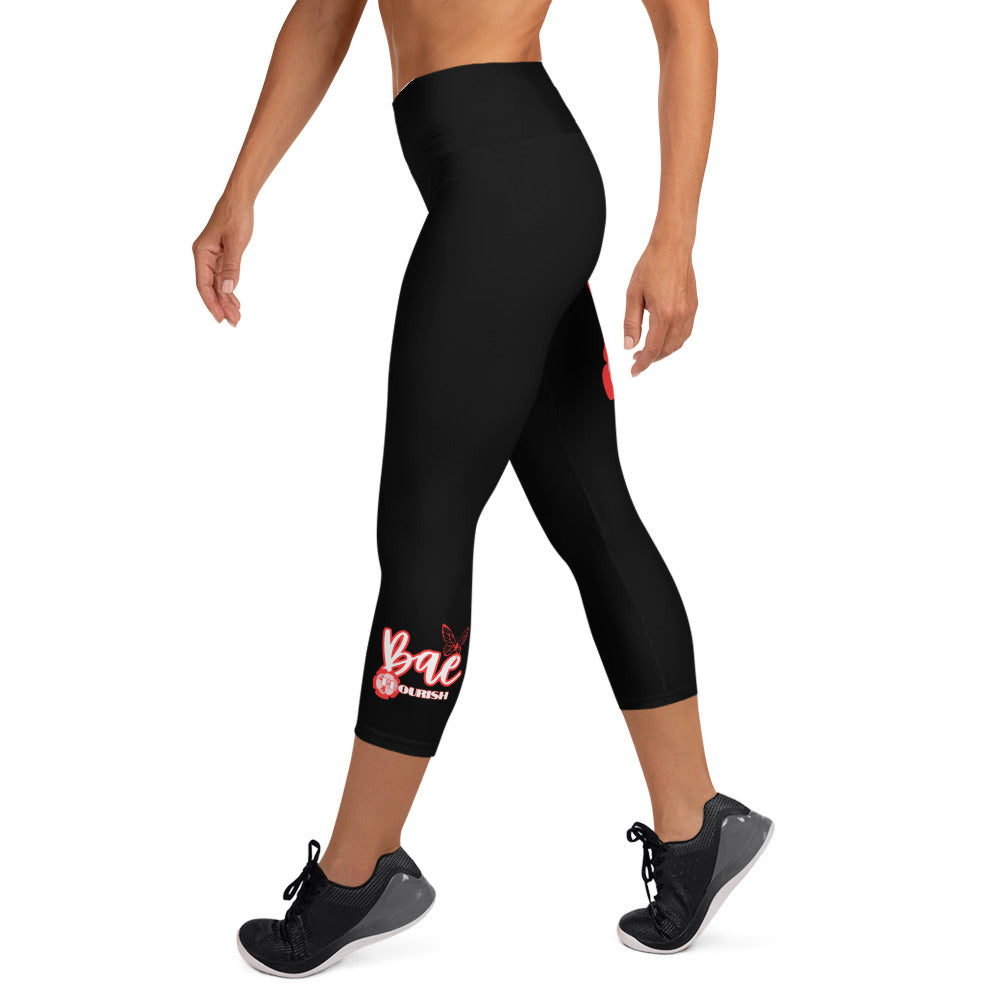 Bae Flourish (Red) Yoga Capri Leggings