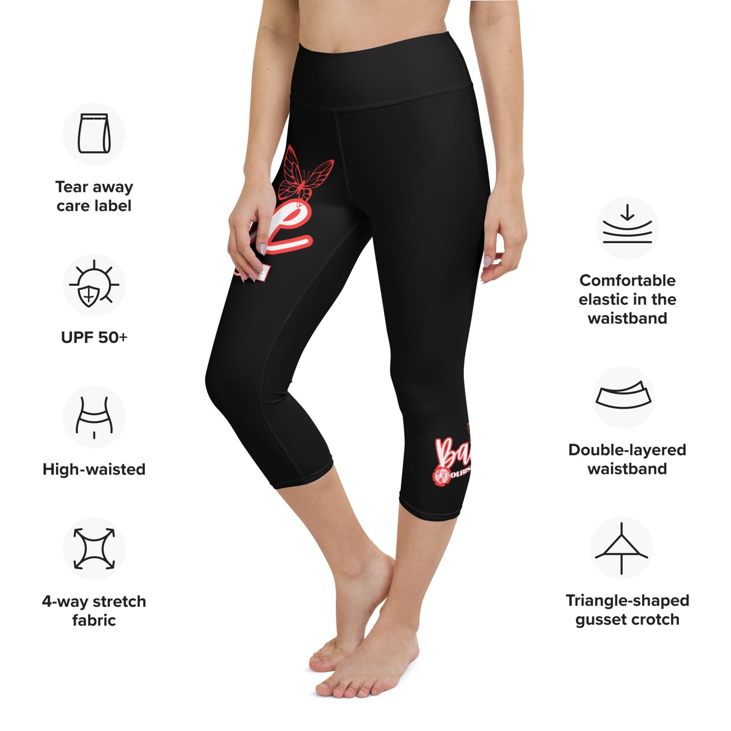 Bae Flourish (Red) Yoga Capri Leggings